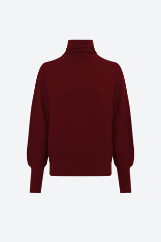 Top fin maille point mousse col montant