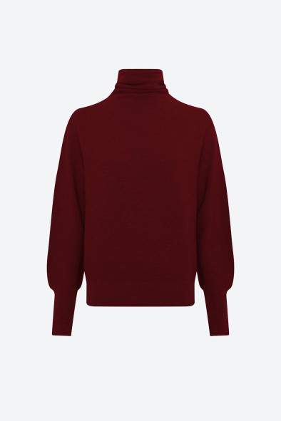 Top fin maille point mousse col montant