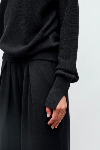 Top fin maille point mousse col montant