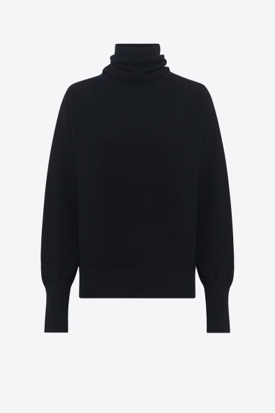 Top fin maille point mousse col montant