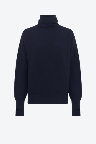 Top fin maille point mousse col montant