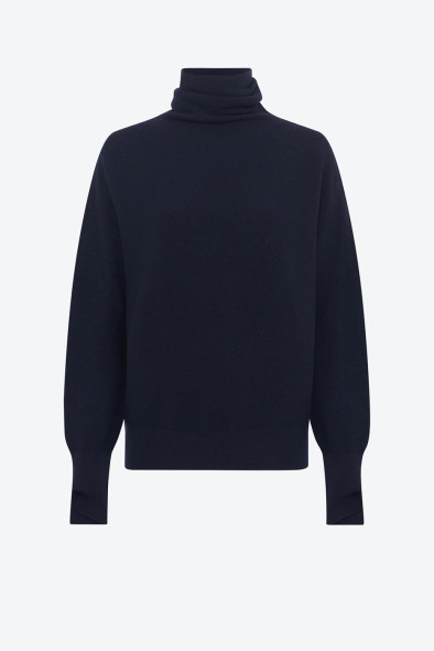 Top fin maille point mousse col montant