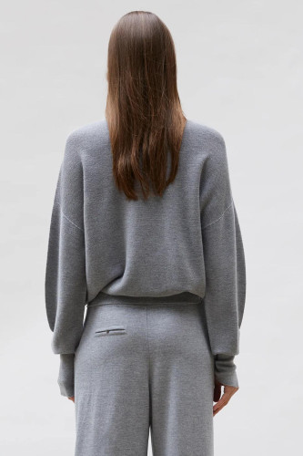 Top fin maille point mousse col montant