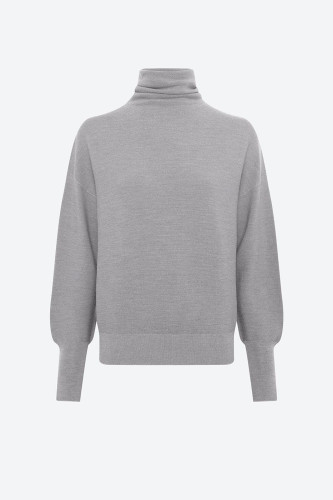 Top fin maille point mousse col montant