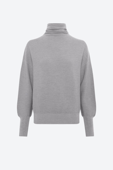 Top fin maille point mousse col montant