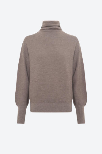 Top fin maille point mousse col montant