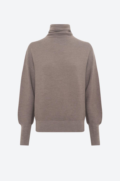 Top fin maille point mousse col montant