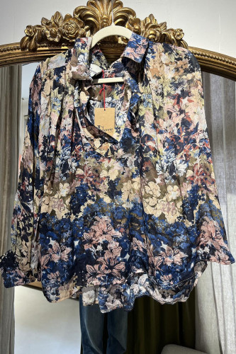 Blouse fleuri marine