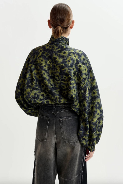 Chemise lavallière en jacquard fleuri