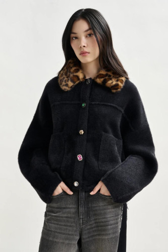Cardigan noir avec col amovible