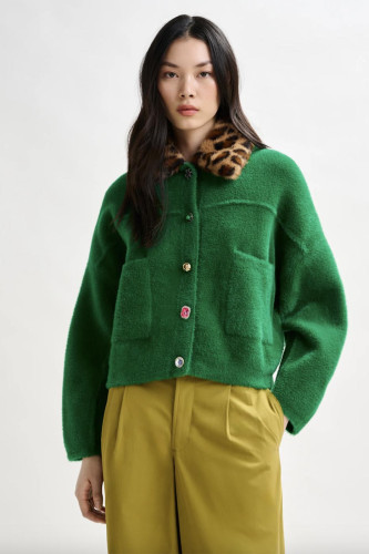 Cardigan vert avec col amovible