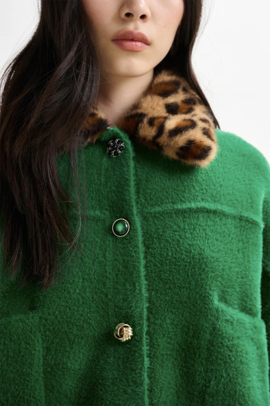 Cardigan vert avec col amovible