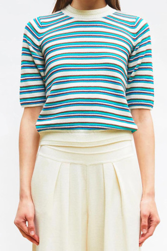 Top fin maille rayée colorée