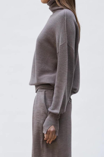 Top fin maille point mousse col montant