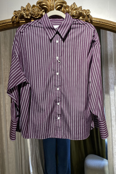Chemise rayée prune