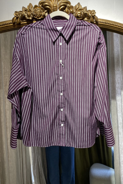 Chemise rayée prune