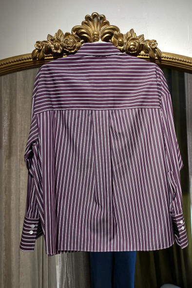 Chemise rayée prune