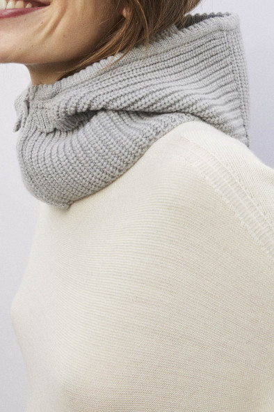 Cagoule zippée maille côtelée Molli grise