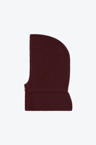 Cagoule zippée maille côtelée amarante