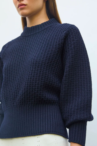 Pull fin maille gaufrée