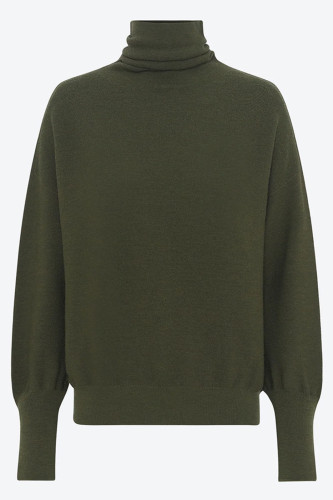 Pull fin maille point mousse col montant