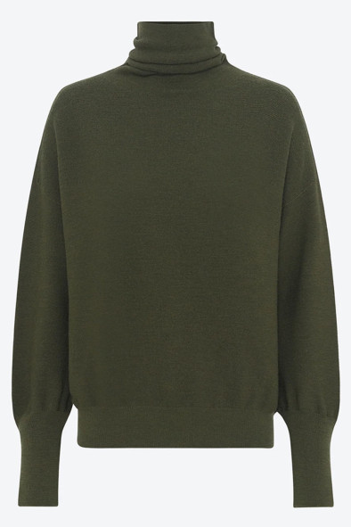 Pull fin maille point mousse col montant