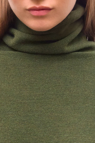 Pull fin maille point mousse col montant