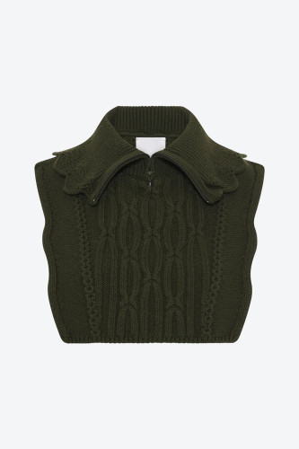 Plastron maille col zippé kaki