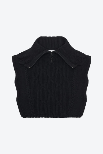 Plastron maille col zippé noir