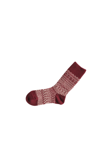 Chaussettes jacquard en laine bordeaux