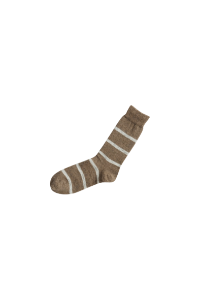 Chaussettes à rayures en laine mohair beige