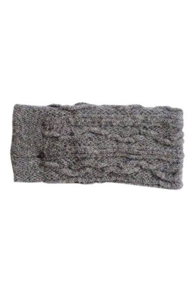 Mitaines en laine motif corde gris