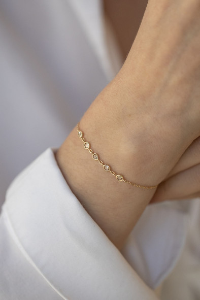 Bracelet en tranches de diamants gris multicolores