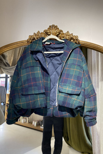Blouson oversize à carreaux écossais