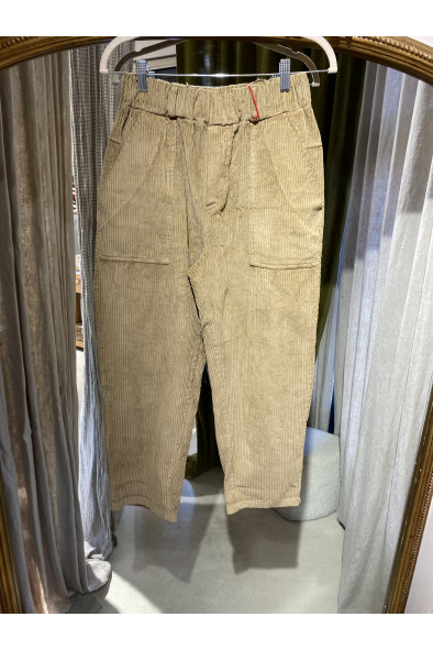 Pantalon Magic velours camel à Poches