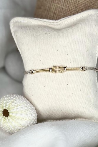 Bracelet Noeud double corde de basse sur cordon argenté