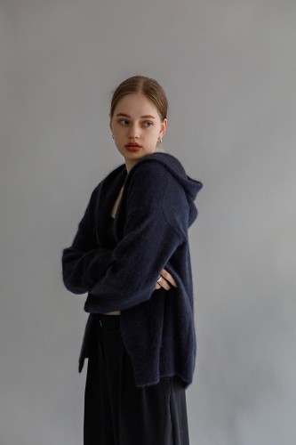 Cardigan à capuche marine