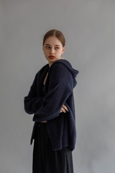 Cardigan à capuche marine