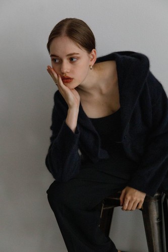 Cardigan à capuche marine