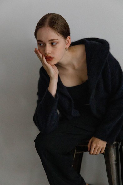 Cardigan à capuche marine