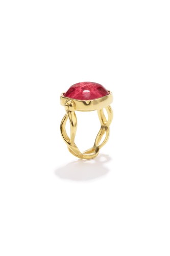 Bague carrée Cabochons Fraise