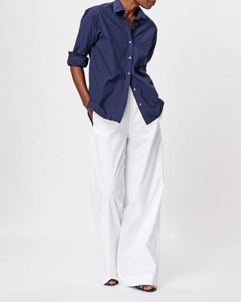 PANTALON À JAMBES LARGES EN COTON