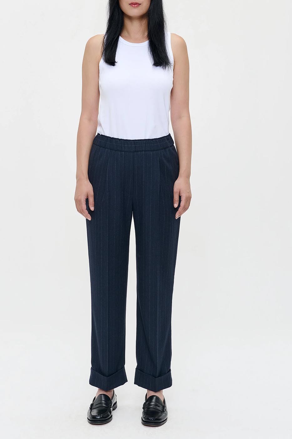 PIN STRIPE SEATTLE TURN-UP PANTS