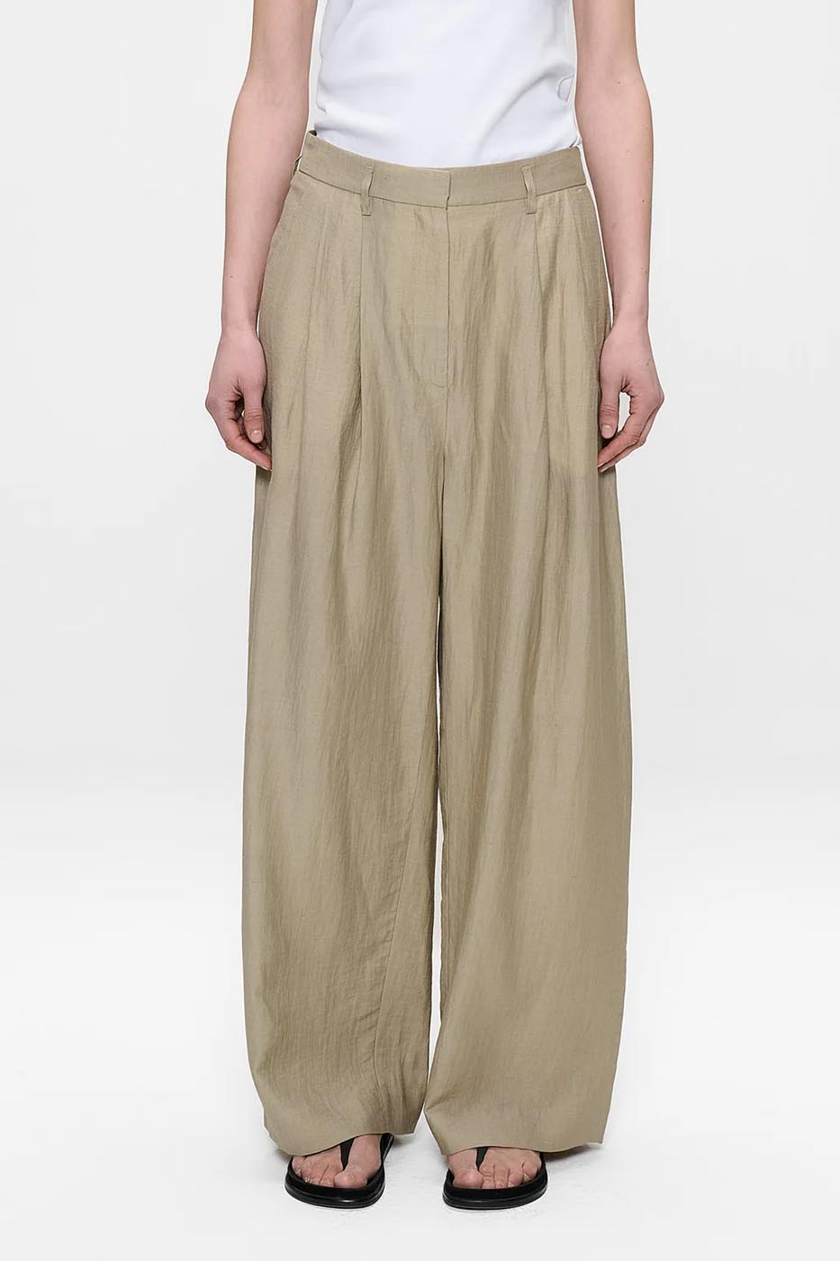 PANTALON JADE EN LIN MÉLANGÉ LÉGER desert