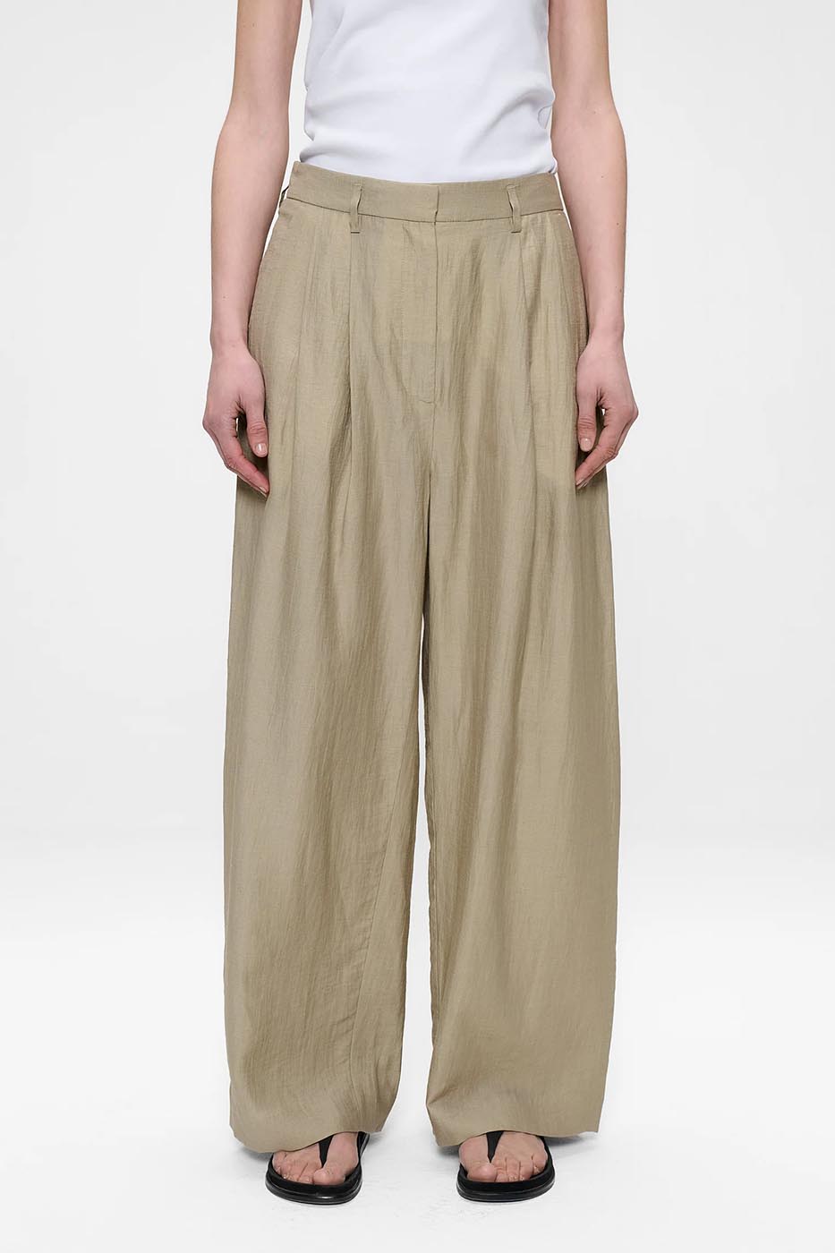 PANTALON JADE EN LIN MÉLANGÉ LÉGER desert