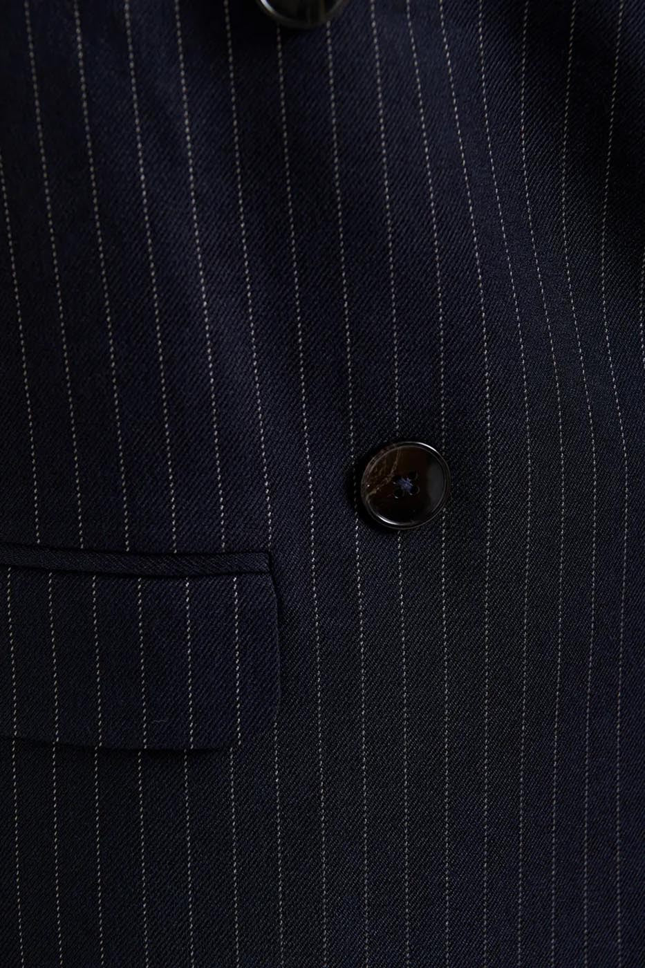 Blazer croisé bleu marine à fines rayures