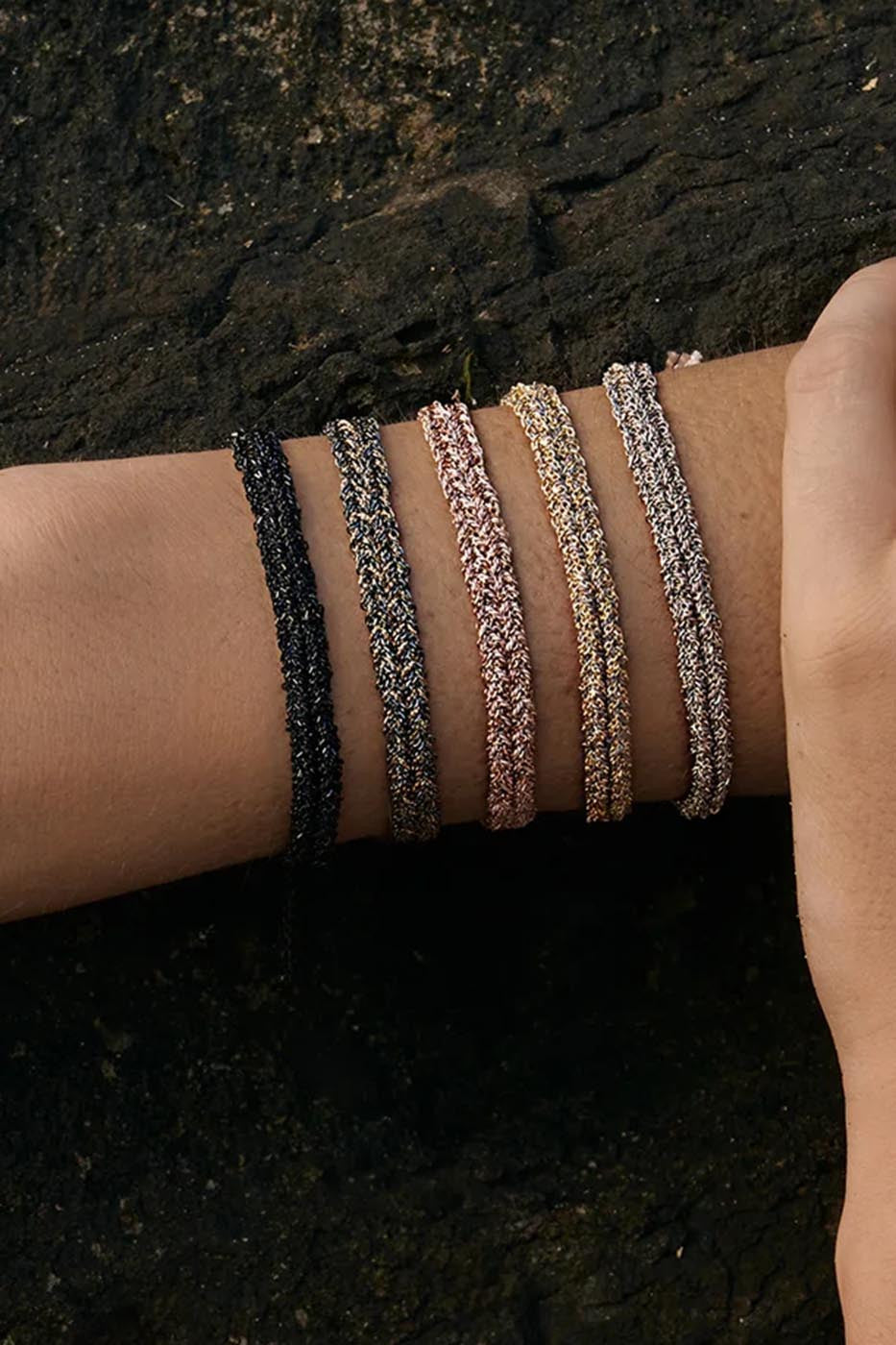 N° 183 BRACELET TRESSÉ RUTHENIUM LUREX GOLD