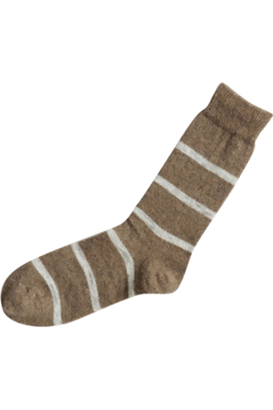 CHAUSSETTES À RAYURES EN LAINE MOHAIR BEIGE