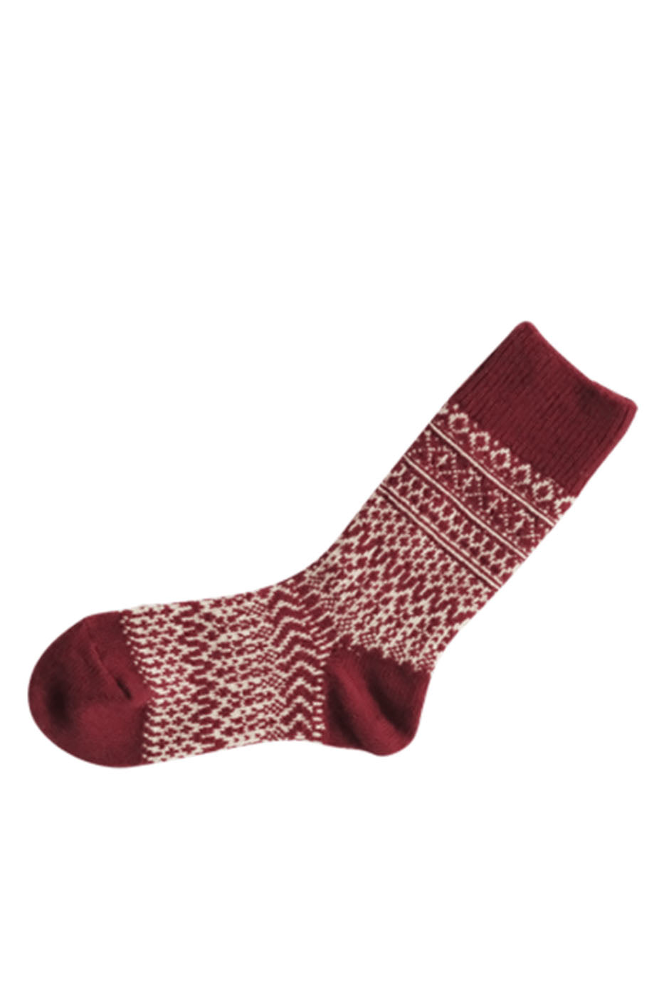 CHAUSSETTES JACQUARD EN LAINE BORDEAUX