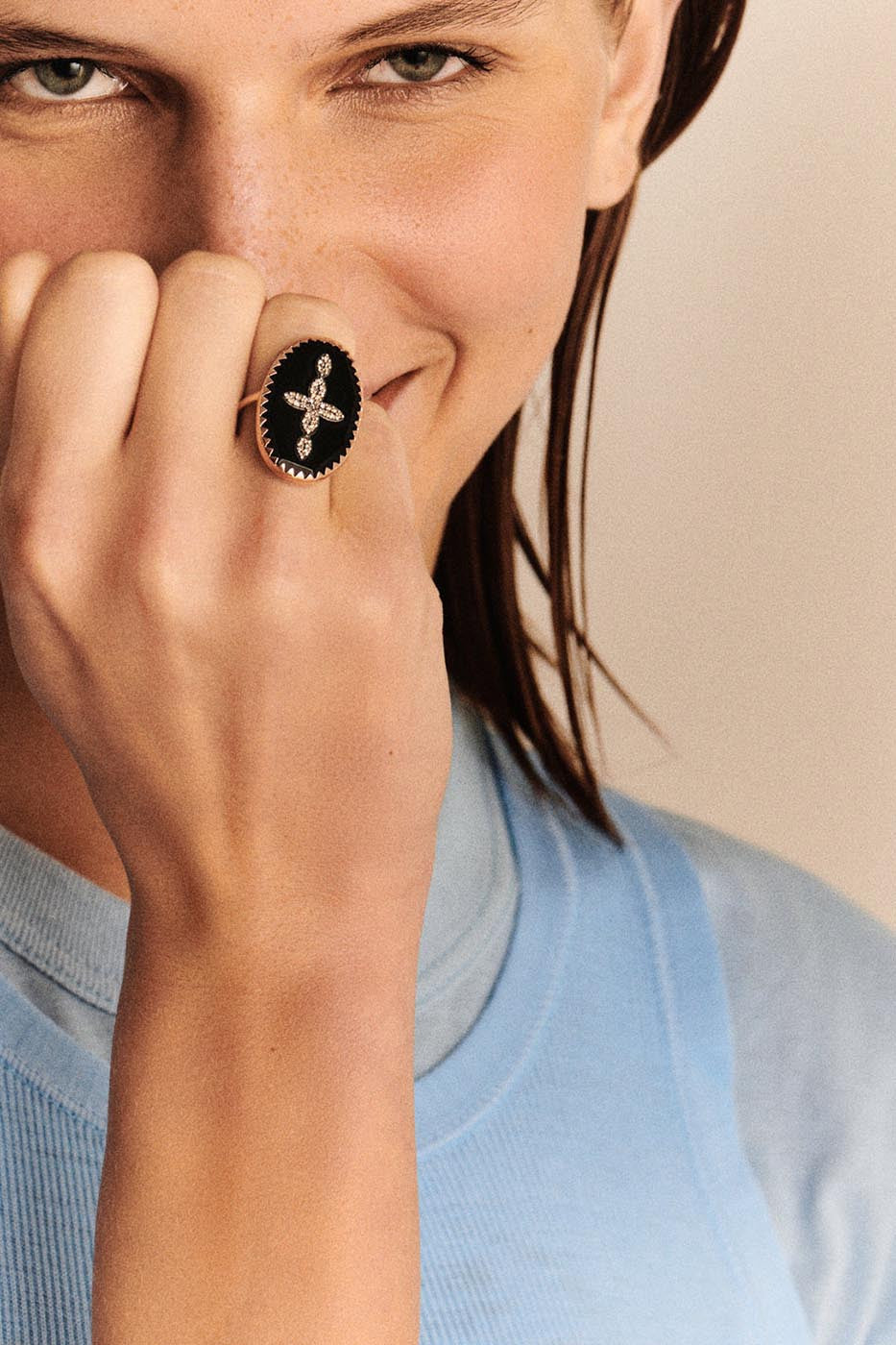 Bague Bowie n°3 noir diamants